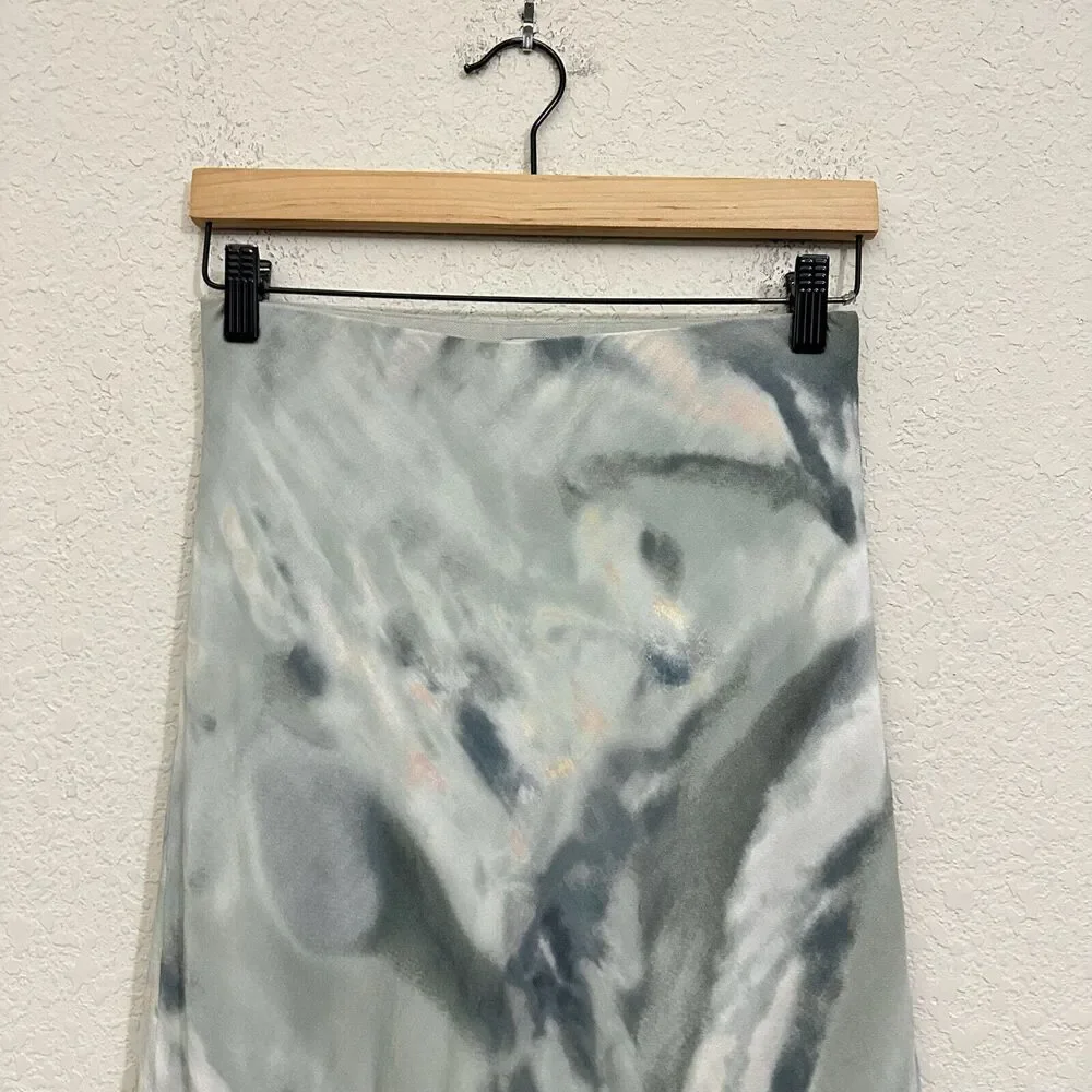 RAILS Anya Satin Midi Skirt Tie Dye Sage Diffusion A-Line Lined NWOT - Picture 4 of 11